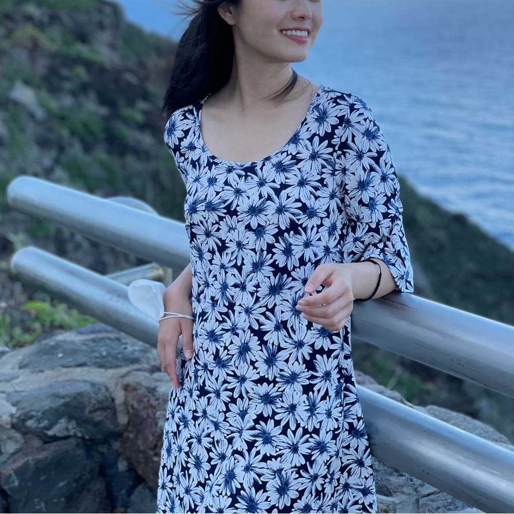Anthropologie navy floral dress